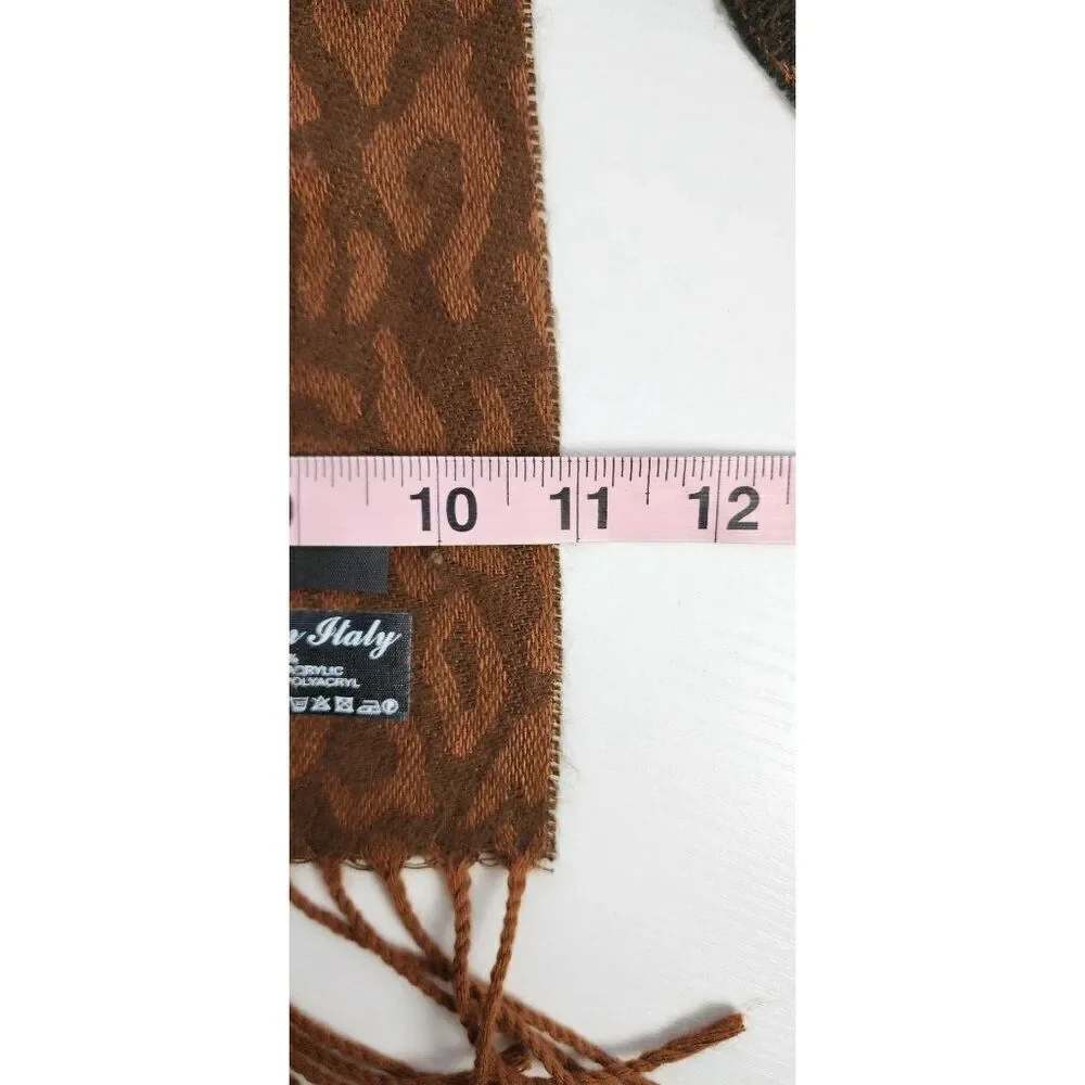 Cejon Brown Animal Print Italian Acrylic Scarf